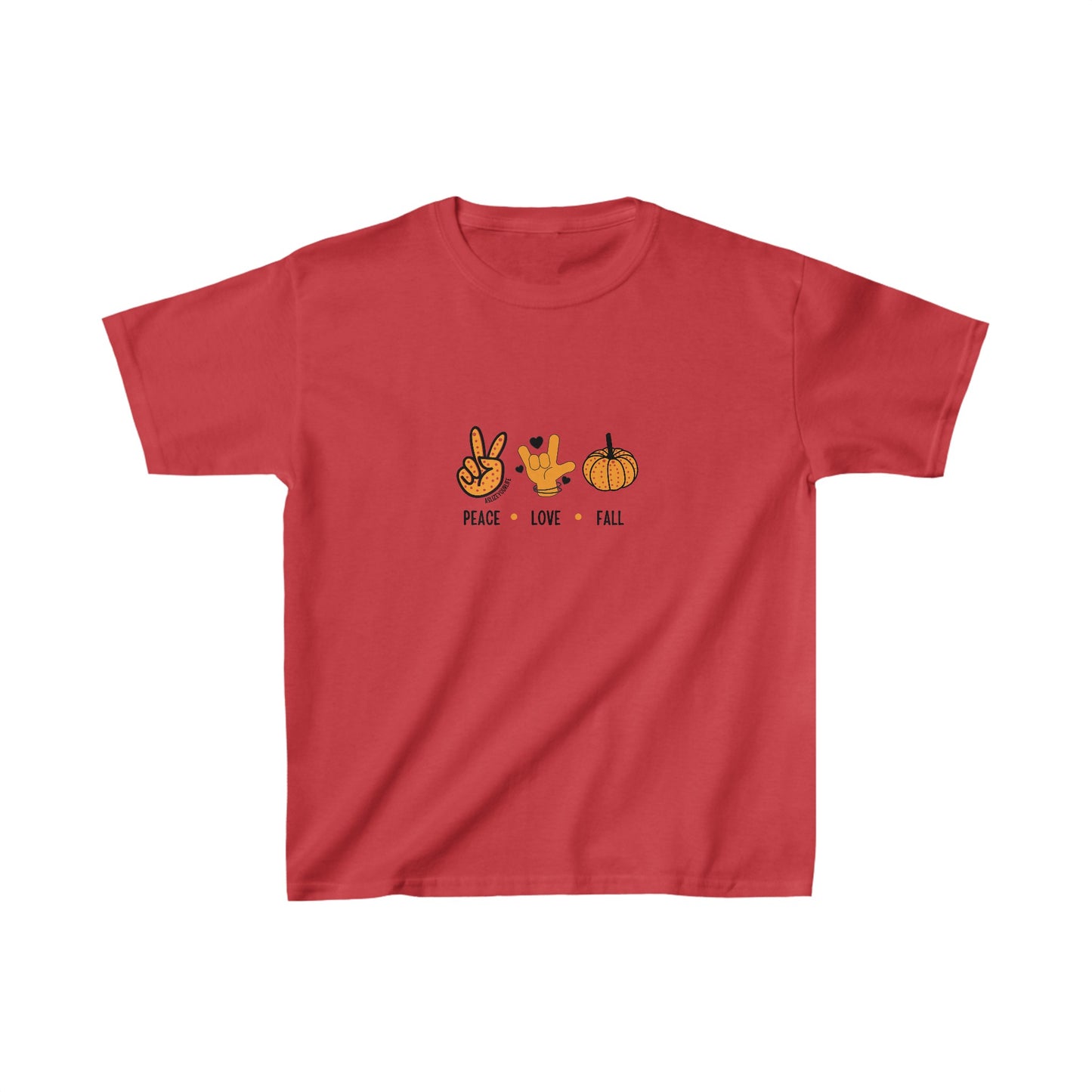 Peace, Love + Fall ASL | Kids Heavy Cotton™ Tee