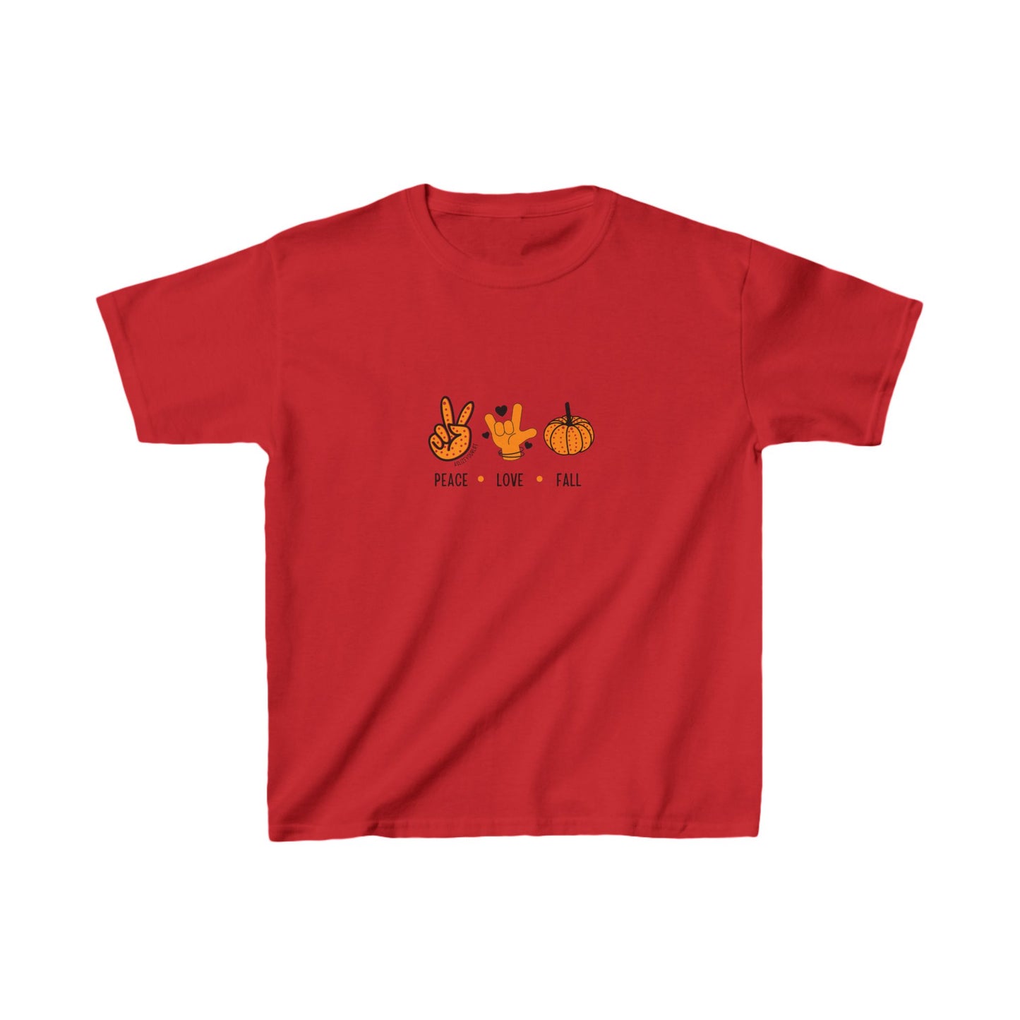 Peace, Love + Fall ASL | Kids Heavy Cotton™ Tee