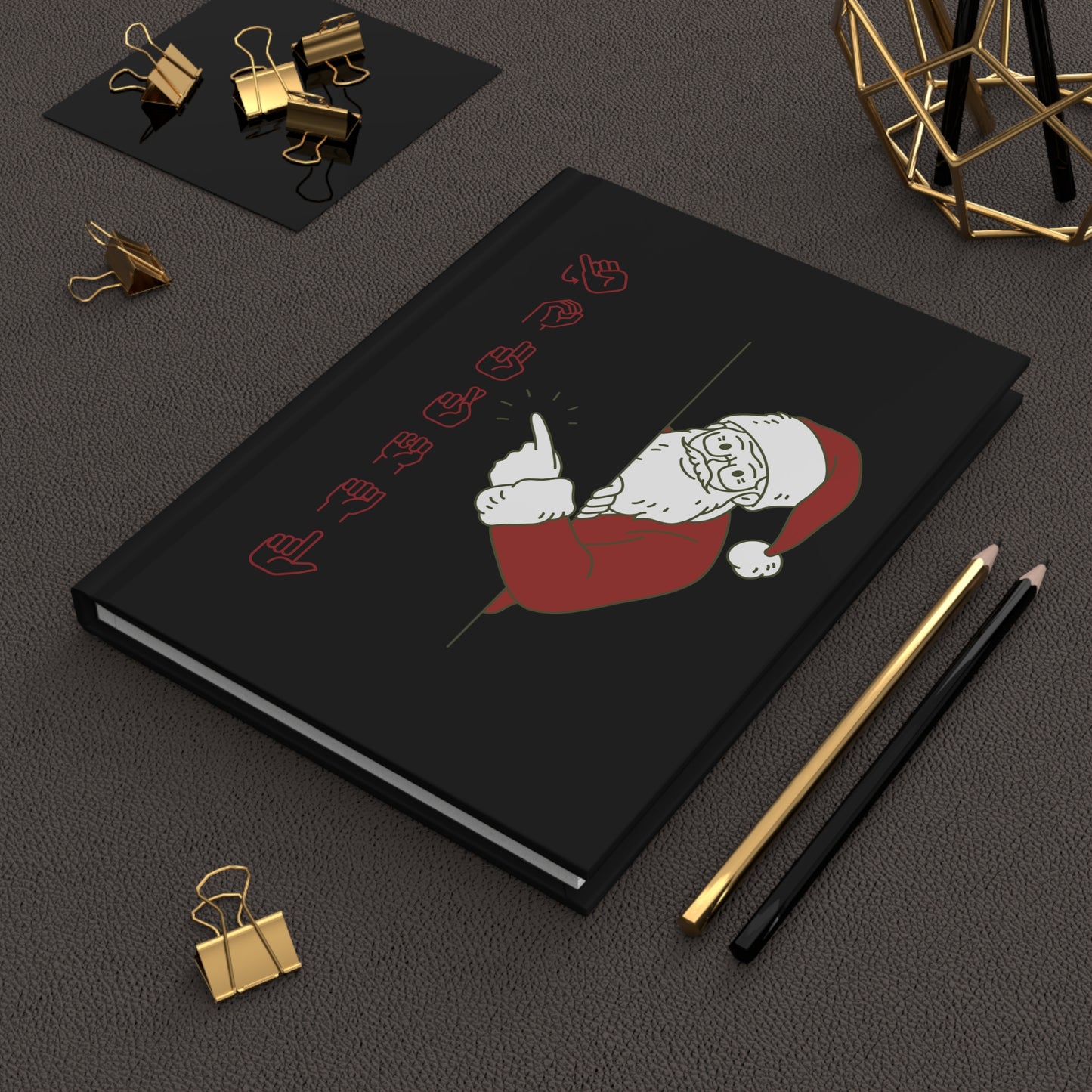 Santa finger spell Journal Black | Hardcover Journal Matte