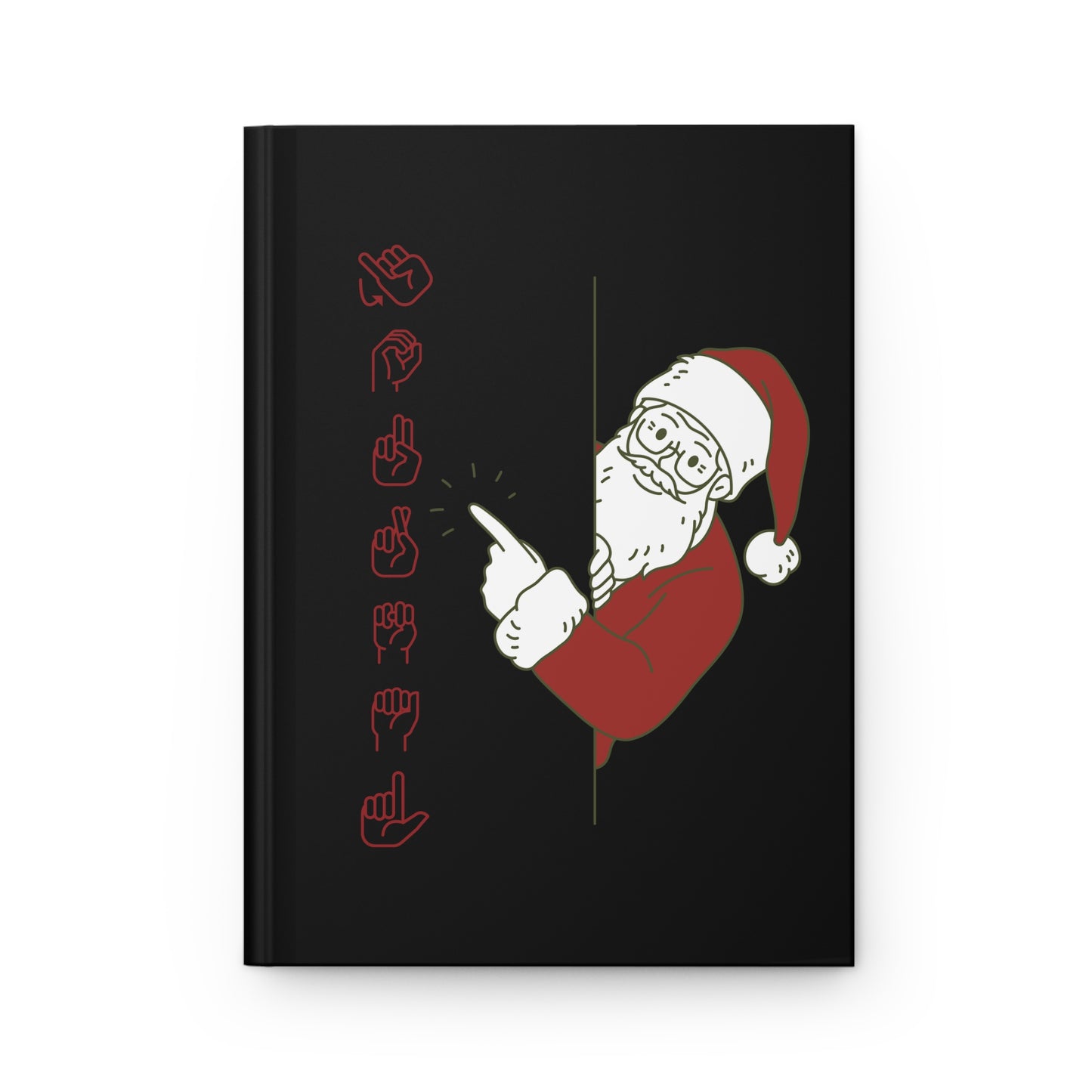 Santa finger spell Journal Black | Hardcover Journal Matte