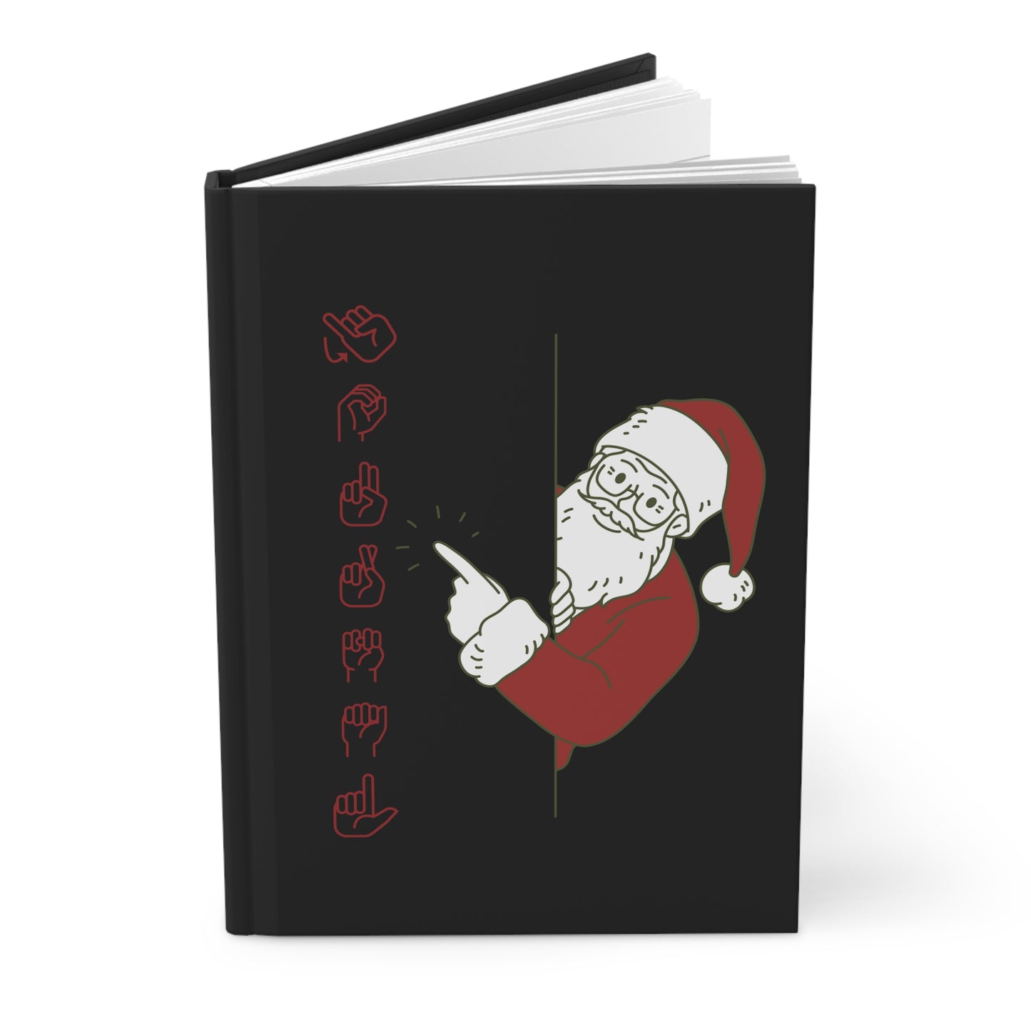 Santa finger spell Journal Black | Hardcover Journal Matte