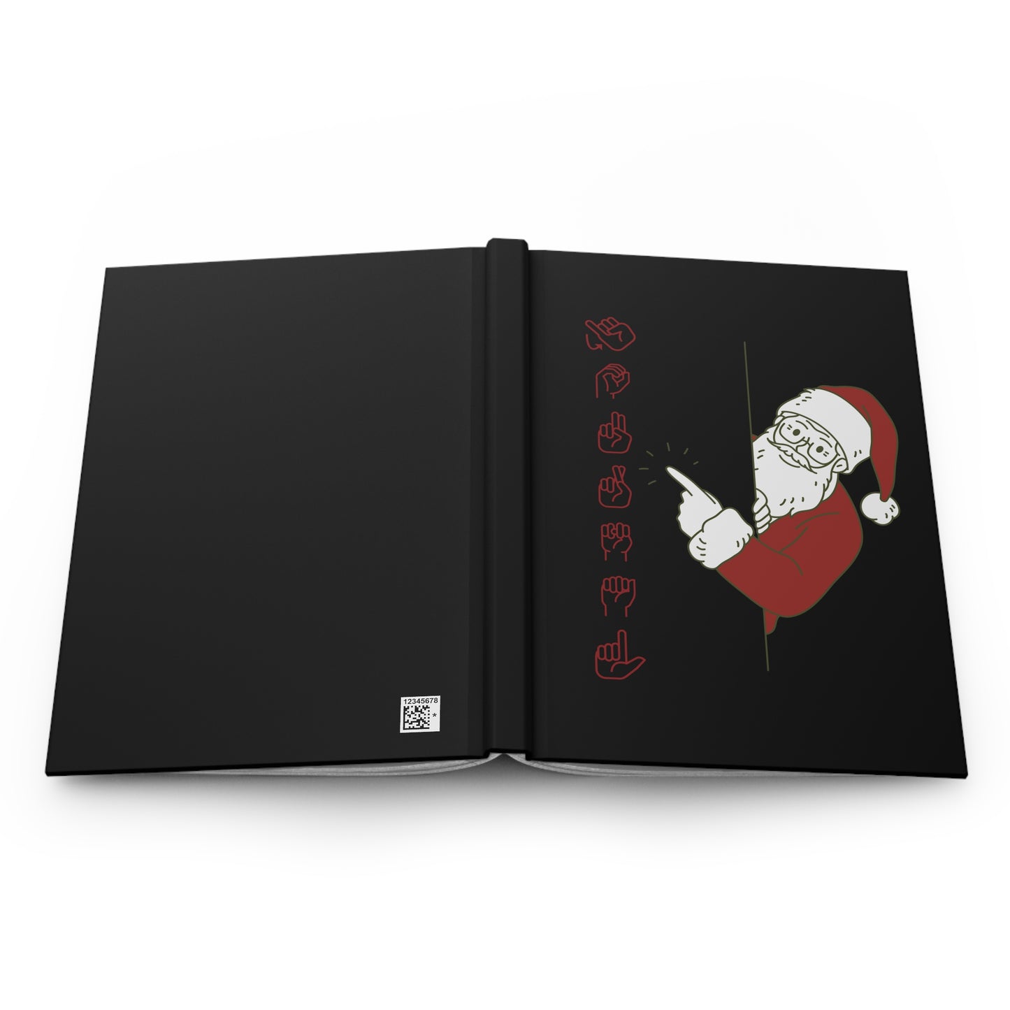 Santa finger spell Journal Black | Hardcover Journal Matte