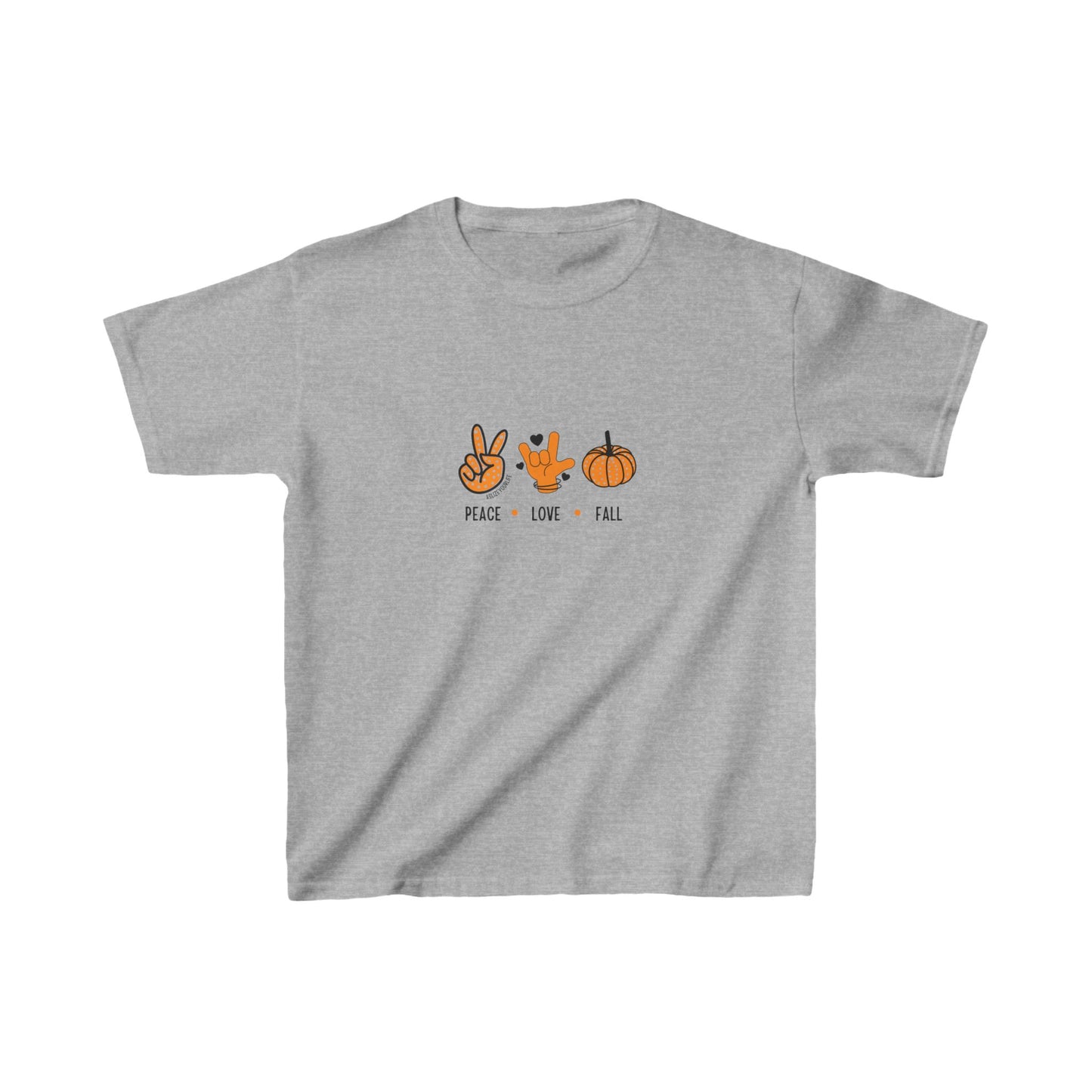 Peace, Love + Fall ASL | Kids Heavy Cotton™ Tee