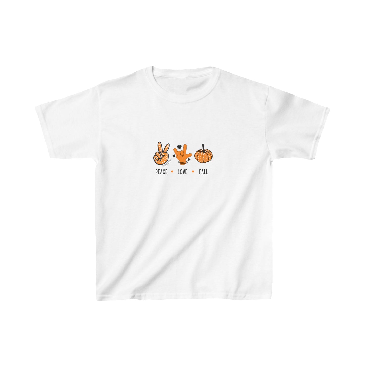 Peace, Love + Fall ASL | Kids Heavy Cotton™ Tee