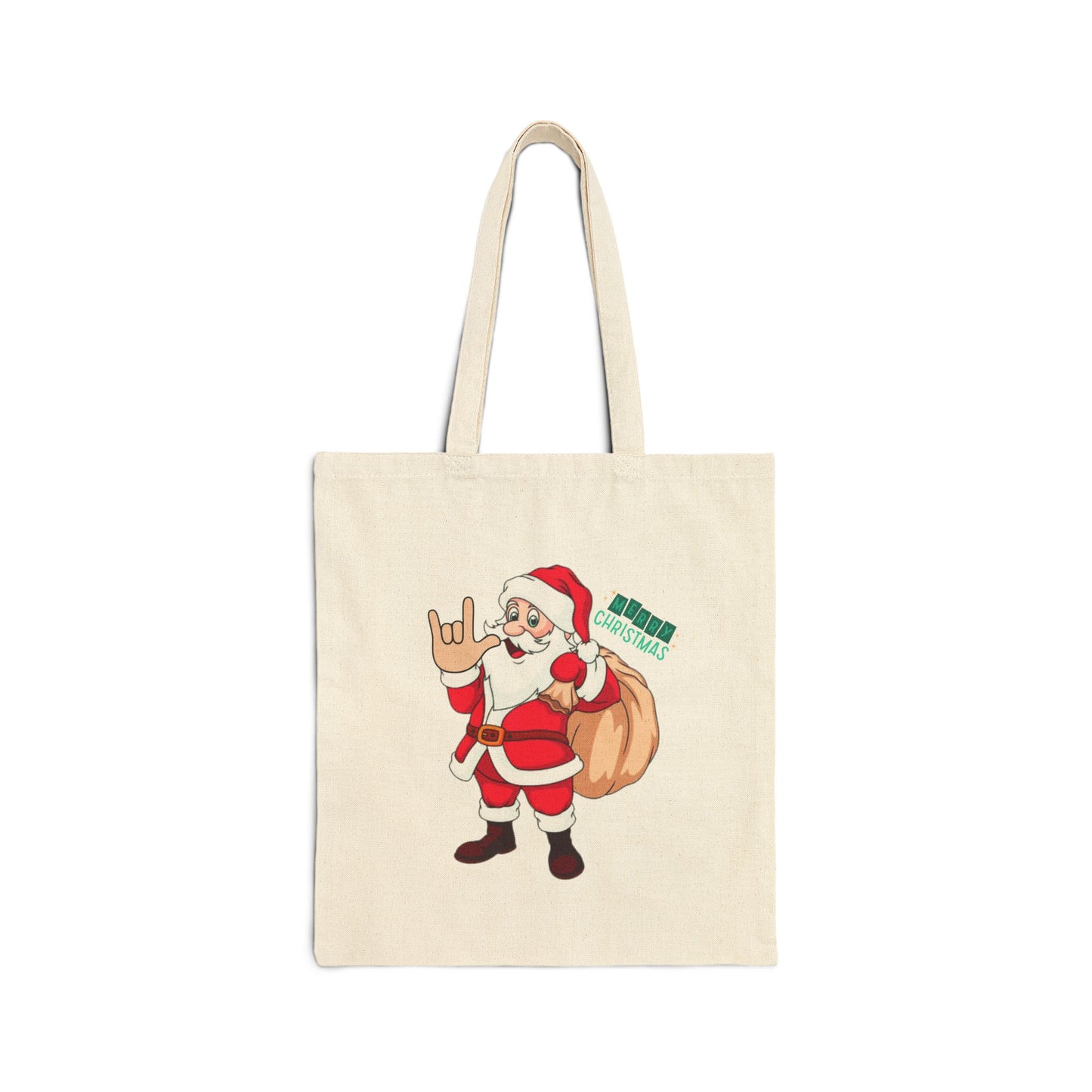 Santa Signs I Love You | Cotton Canvas Tote Bag